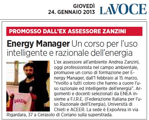 LaVoce Energy Manager Corso Andrea Zanzini